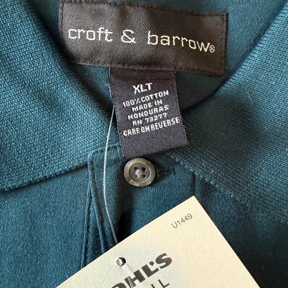 Men's XLT Croft & Barrow Short Sleeve Polo Shirt NWT Teal - Picture 2 of 2